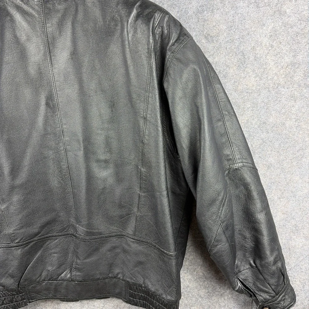VINTAGE MEMBERS ONLY Black Leather Jacket Lined Size Mens L Motorcycle Bomber